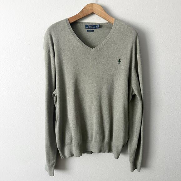 Polo Ralph Lauren Other - Polo Ralph Lauren Gray Pima Cotton V Neck Pullover Sweater Men’s Size XXL